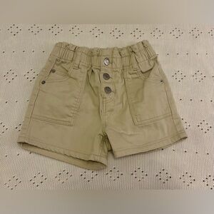 High-Waist Elastic Waist Utility Shorts - Light Khaki